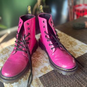 Pink sparkle dr marten boots